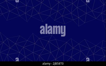 forme triangulaire or abstraite, texture de motif géométrique polygonal, fond bleu marine, illustration, dessin au trait simple Banque D'Images