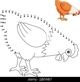 Page de coloriage de poulet point à point pour enfants Illustration de Vecteur