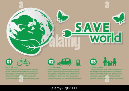 Monde avec des idées de concept écologiques, modèle Infographique, illustration vectorielle Illustration de Vecteur