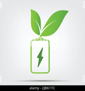 Green Energy concept.Ecology Leaves Battery,illustration vectorielle Illustration de Vecteur