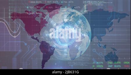 Image de divers traitements de données dans le monde entier Banque D'Images