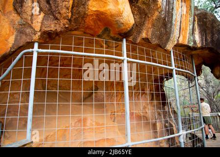 Peintures rupestres préhistoriques de Arkaroo Rock - Australie méridionale Banque D'Images