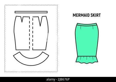 Motif de jupe sirène pour femmes. Image d'illustration vectorielle. Illustration de Vecteur