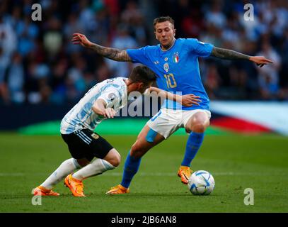 LONDRES, ANGLETERRE - JUIN 01:Federico Bernardeschi d'Italie pendant Finalissima Conmebol - coupe des champions de l'UEFA entre l'Italie et l'Argentine à Wembley S. Banque D'Images