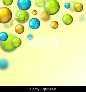 Couleur 3d physique chimique structure atomique molécule modèle fond écran vector illustration Illustration de Vecteur
