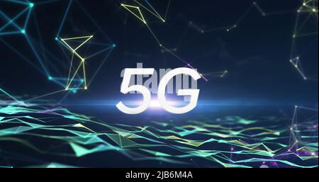 Image du texte 5g avec réseau de connexions Banque D'Images