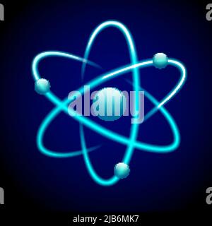 3d Atom blue abstract structure nucléaire symbole modèle scientifique vector illustration Illustration de Vecteur