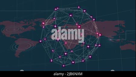 Image du globe des connexions sur la carte du monde Banque D'Images