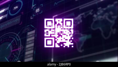 Image du code qr et du traitement des données sur l'interface Banque D'Images