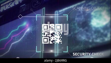 Image du code qr et du traitement des données sur l'interface Banque D'Images