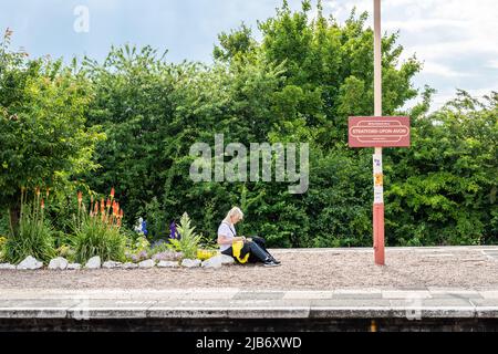 Gare de Stratford-upon-Avon, Stratford-upon-Avon, Warwickshire, Royaume-Uni. Banque D'Images