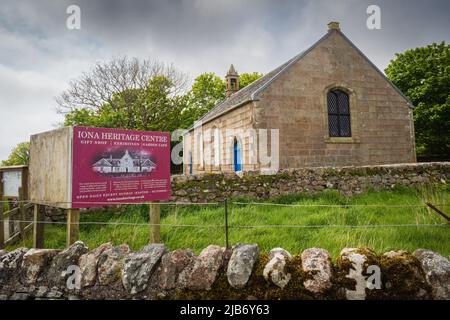 14.05.2022 Isle of Iona, Inner Hebrides, Écosse, Royaume-Uni. Le centre du patrimoine sur l'île de Mull Banque D'Images