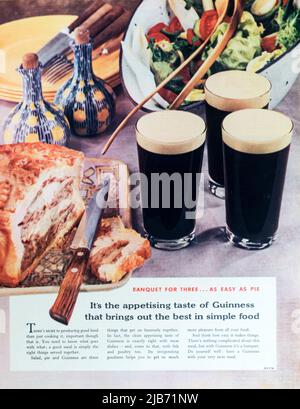 Une publicité dans un magazine de 1950s pour Guinness. Banque D'Images