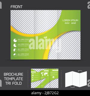 Brochure dépliant modèle de conception entreprise moderne triple pli newsletter illustration vectorielle Illustration de Vecteur