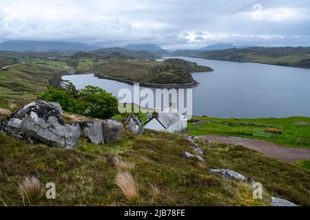 Petit hameau de Badcall, Loch Inchard, Kinlochbervie, Sutherland, Écosse. Banque D'Images