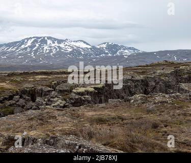 La gorge de Flosagja dans le parc national de Pingvellir en Islande Banque D'Images