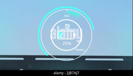 Image des données d'état de charge sur l'interface du véhicule électrique Banque D'Images