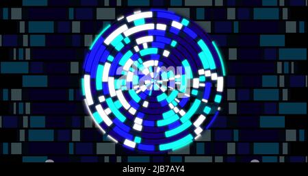 Image d'un cercle composé de rectangles changeant de couleur en nuances de bleu Banque D'Images