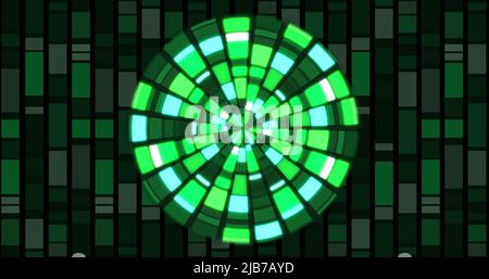 Image d'un cercle composé de rectangles changeant de couleur en nuances de vert Banque D'Images