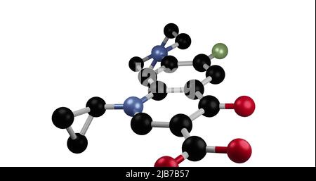 Image de molécules en rotation sur fond blanc Banque D'Images