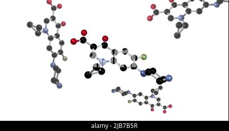 Image de molécules en rotation sur fond blanc Banque D'Images