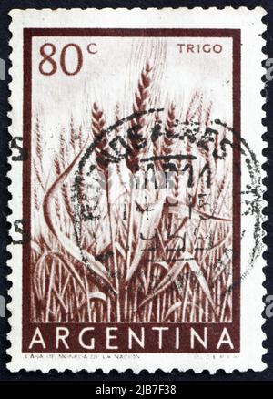 ARGENTINE - VERS 1954: Un timbre imprimé en Argentine montre blé, céréales, vers 1954 Banque D'Images