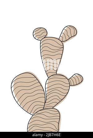 Vecteur Cactus boho en style art de ligne. Cactus tribal ethnique de style dessiné à la main avec ornement bohème pour l'emballage de papier, papier peint, textile, logo, fa Illustration de Vecteur