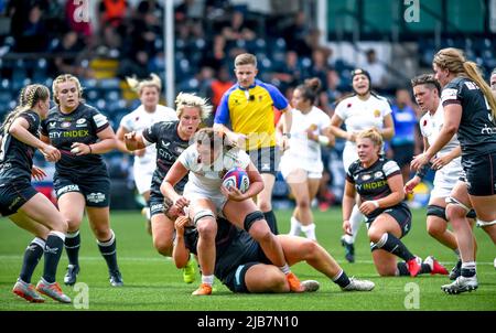 Worcester, Royaume-Uni. 03rd juin 2022. *** Pendant le match de finale entre les femmes Saracens et les femmes Exeter Chiefs au Sixways Stadium, Worcester, Angleterre, le 3 juin 2022, Allianz Premier 15s de Womens. Photo de Phil Hutchinson. Utilisation éditoriale uniquement, licence requise pour une utilisation commerciale. Aucune utilisation dans les Paris, les jeux ou les publications d'un seul club/ligue/joueur. Crédit: UK Sports pics Ltd/Alay Live News crédit: UK Sports pics Ltd/Alay Live News Banque D'Images