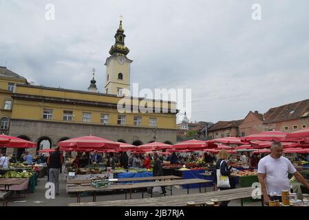 Marché de Dolac, Zagreb, Croatie Banque D'Images