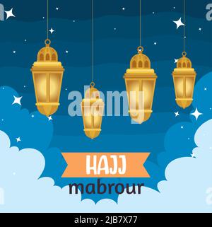 hajj mabrour lettering carte postale Illustration de Vecteur