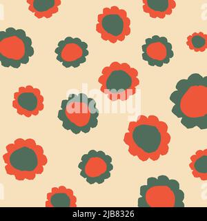 Motif marimekko sans coutures. Illustration de fleurs dessinées à la main. Arrière-plan reproductible sexe neutre bébé motif floral. Simple et fantaisiste Illustration de Vecteur