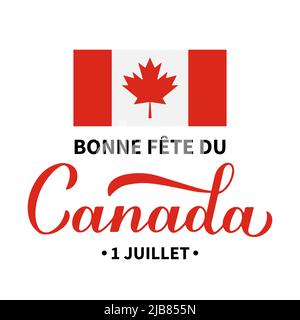 Affiche typographique de la fête du Canada en français. Modèle vectoriel pour bannière canadienne des fêtes, invitation à une fête, carte de vœux, prospectus, autocollant, etc Illustration de Vecteur