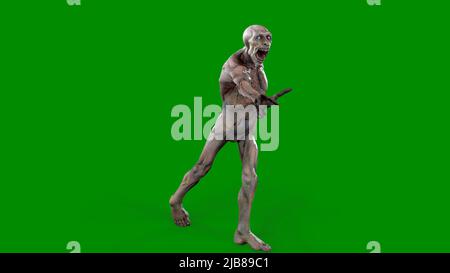 Le personnage de fantaisie Zombie Undead dans une posture épique - 3D rendu sur fond vert isolé Banque D'Images