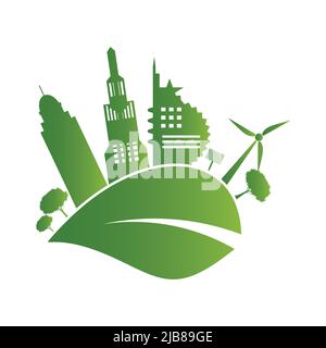 Logo d'icône de ville verte, illustration vectorielle Illustration de Vecteur