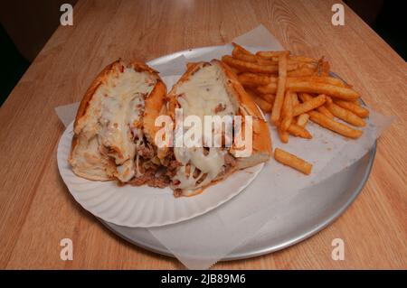 Délicieuse cuisine américaine connue sous le nom de Philly Cheesesteak Banque D'Images