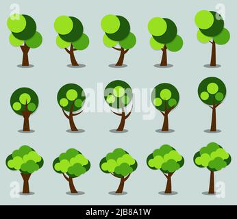 Symboles, icône d'arbre verte avec de belles feuilles, illustration vectorielle Illustration de Vecteur