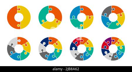 Ensemble de diagrammes circulaires Infographiques de scie sauteuse. Collection de cycles 2,3,4,5,6,7 et 8 sections cercle Illustration de Vecteur