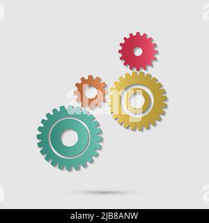 Résumé engrenage de couleur beau, quatre pièces engrenage définir l'icône sur l'arrière-plan.Illustration vectorielle Illustration de Vecteur
