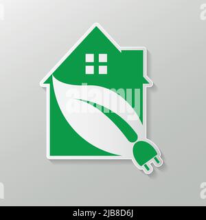 Green Eco House ou logo fiche d'alimentation vert nature, illustration vectorielle Illustration de Vecteur