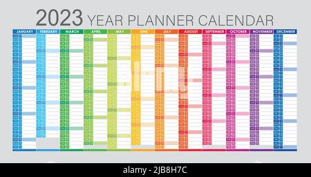 Calendrier 2023 ans - Calendrier mural coloré - entièrement modifiable - Vector Light Illustration de Vecteur