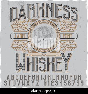 Poster Whiskey sombre avec image d'illustration de vecteur de canon en bois Illustration de Vecteur