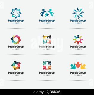 Groupe People logo Design,réunion d'équipe,modèle,scénario Illustration de Vecteur