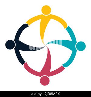 Poignée de main du logo de groupe dans un cercle, icône travail d'équipe, illustration vectorielle Illustration de Vecteur