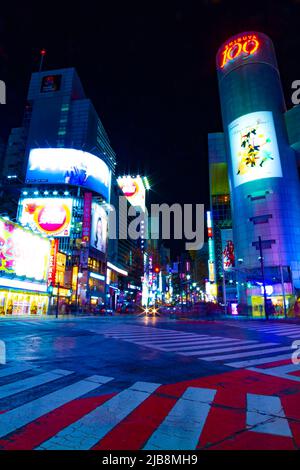 Traversée de nuit à la ville Neon de Shibuya Tokyo Banque D'Images