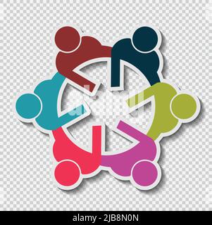 Réunion travail d'équipe personnes salle logo.group sur six personnes en cercle, illustration vectorielle Illustration de Vecteur