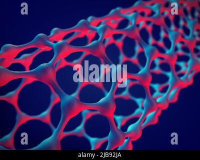 Nanotube de graphène. Les nanotubes de carbone (CNT) sont des molécules cylindriques constituées de feuilles de graphène enroulées. Nanotechnologie basée sur le graphène Banque D'Images