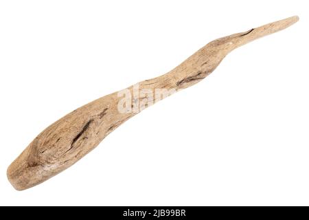 Morceau de bois de drift isolé sur fond blanc. Banque D'Images