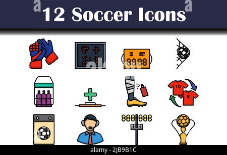 Jeu d'icônes de football.Contour gras modifiable avec Color Fill Design.Illustration vectorielle. Illustration de Vecteur