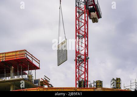 Chantier de construction au grand magasin de Breuninger, qui fait partie du complexe hôtelier de l'Ier-Blogen, conçu par l'architecte Daniel Libeskind. Banque D'Images