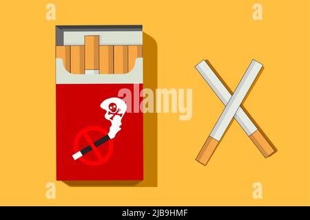 Illustration de l'interdiction de fumer des cigarettes, de l'interdiction de fumer et d'empêcher les gens de devenir accro au tabac interdit dans divers pays Illustration de Vecteur